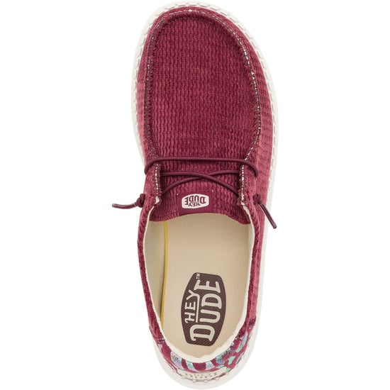 HEYDUDE Wendy Corduroy Leo Polyester Damen Burgundy Loafers - Image 4