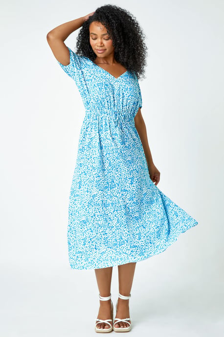 Petite Ditsy Floral Stretch Midi Dress - Image 2