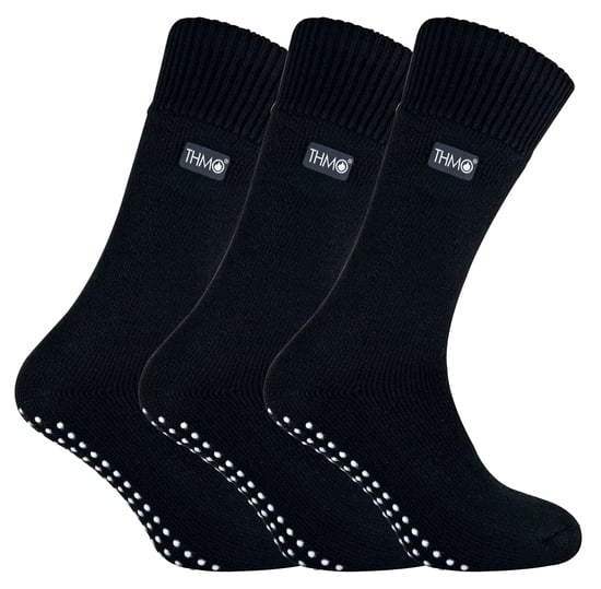 THMO - 3 Paar Herren Fleece-gefütterte Hausschuhsocken mit Greifern - Schwarz - Image 1