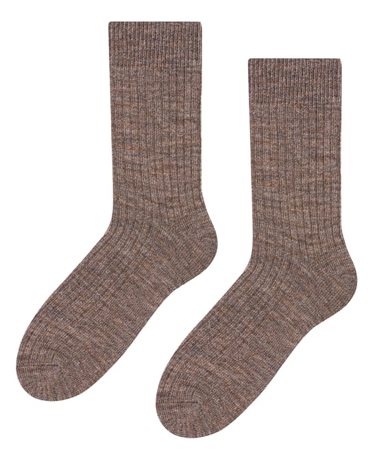 Herren Alpaka Wolle Socken für Winter | Steven | Gestrickte Crew Boot Socken - Beige - Image 1