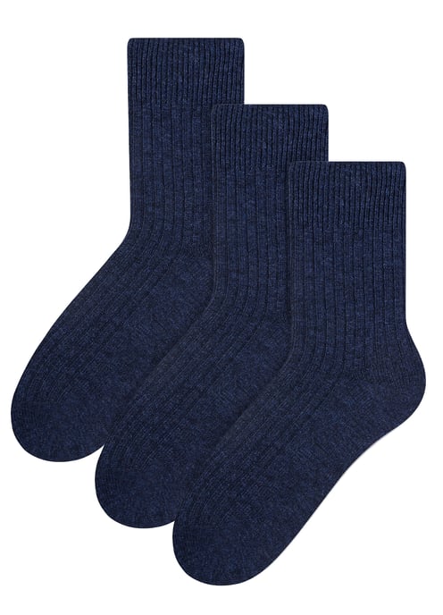 3 Paar Womens Wool Dress Socks | Steven | Ladies Breathable Cushioned Socks - Navy Blue - Image 1