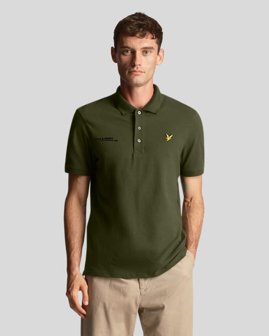 Lyle & Scott men's polo shirt with Co-Ordinates print in olive green