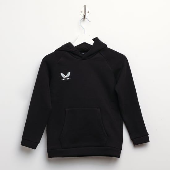 Boy's Castore Juniors Brush Back Overhead Hoodie in Black