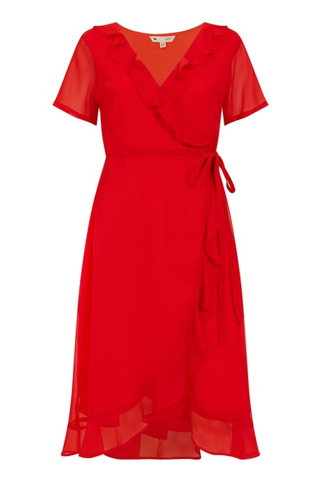 Red Frill Wrap Dress