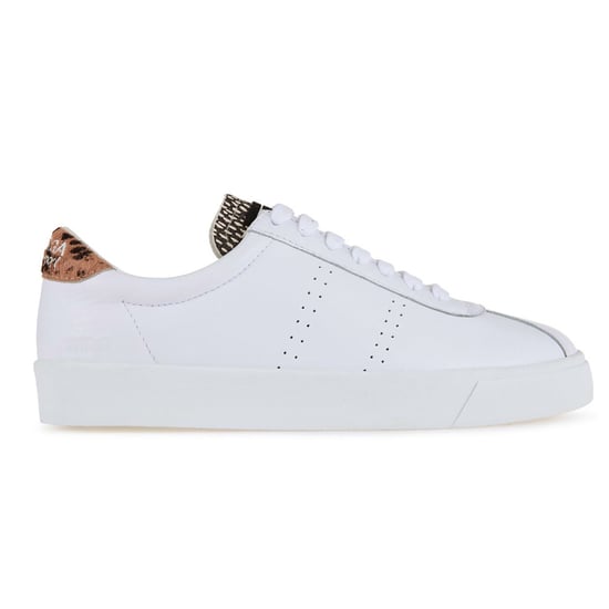 Superga Womens/Ladies 2843 Sport Club S Deer Print Cowhide Leather Trainers (White/Brown/Marshmallow)