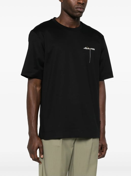 Fendi Made in Fendi T-Shirt mit gesticktem Logo in Schwarz - Image 3