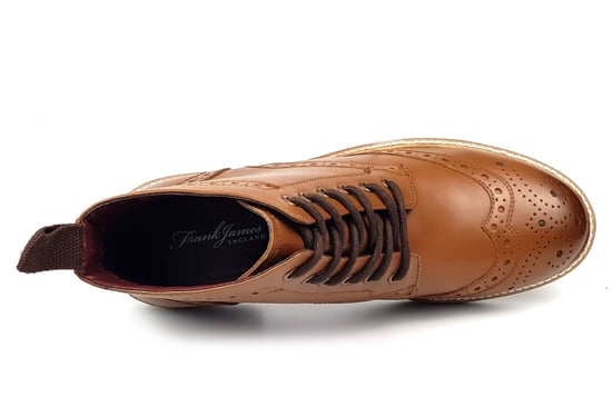 Frank James Bexley Leather Tan Brogue Mens Lace Up Boots