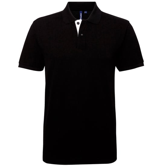 Asquith & Fox Herren Classic Fit Kontrast-Poloshirt (Schwarz/Weiß) - Image 1