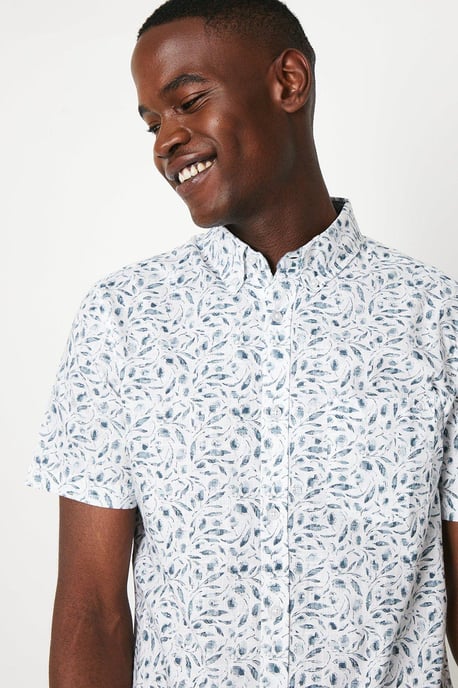 Grey Floral Print Short Sleeve Shirt