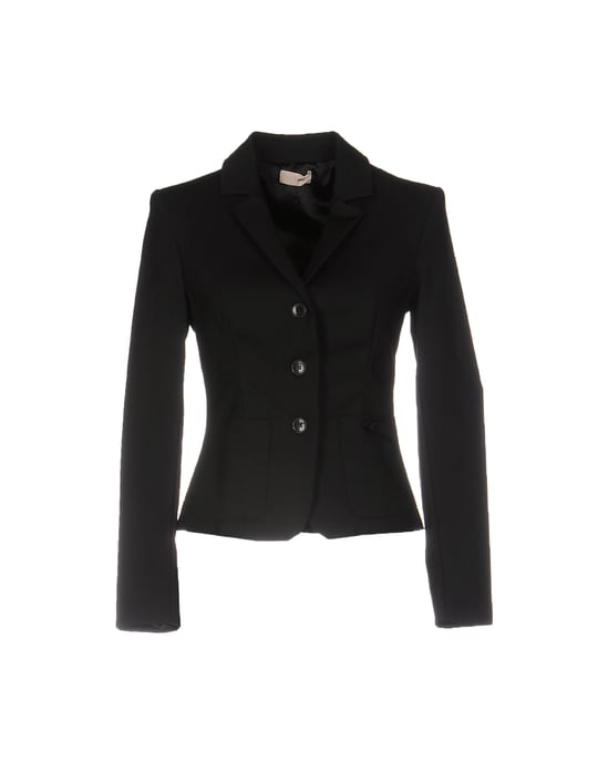 Scee By Twinset Black Cotton Single Breasted Blazer