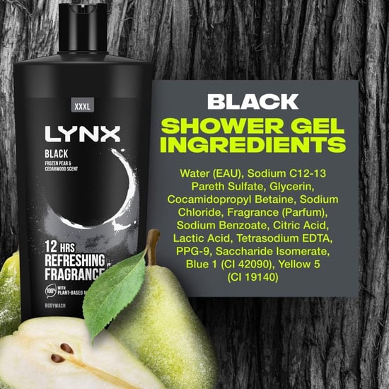 Lynx Black Shower Gel with Frozen Pear & Cedarwood HD Fragrance, 700ml