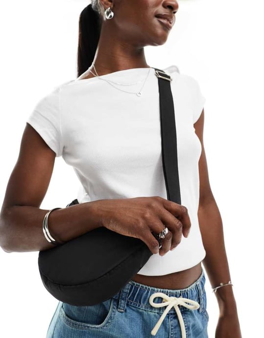 ASOS DESIGN sling nylon crossbody bag in black