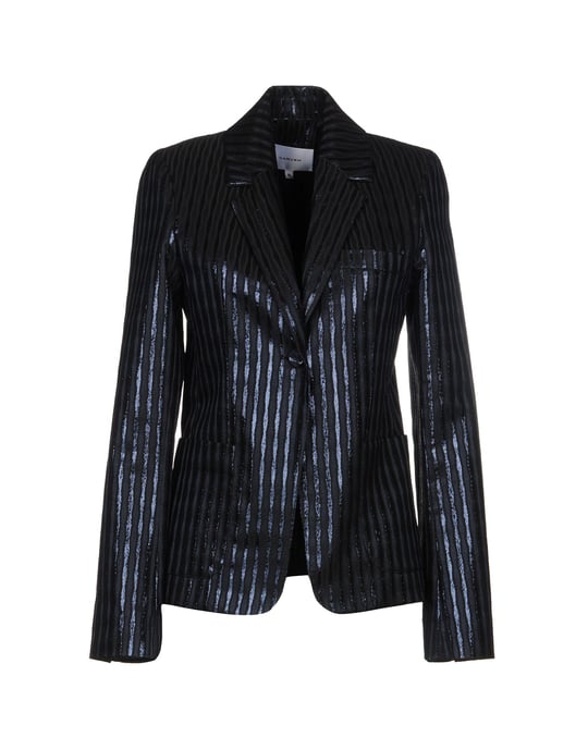 Carven Dark Blue Lame Single Breasted Jacket