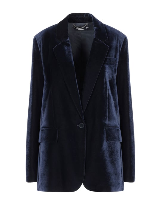 Stella McCartney Dark Blue Velvet Single Breasted Blazer