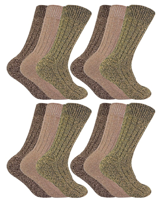 Socke Snob - 12 Paar Herren Wolle Boot Socken für Wandern - Braun - Image 1