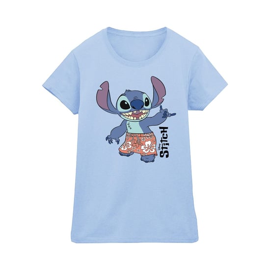 Disney Womens/Ladies Lilo & Stitch Bermuda Shorts Cotton T-Shirt (Baby Blue)