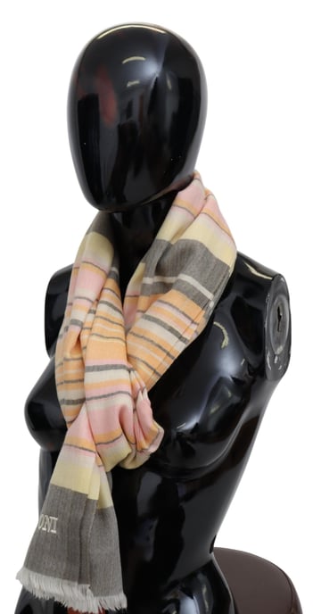 Echarpe unisexe en cachemire rayée multicolore pour hommes Missoni - Image 2