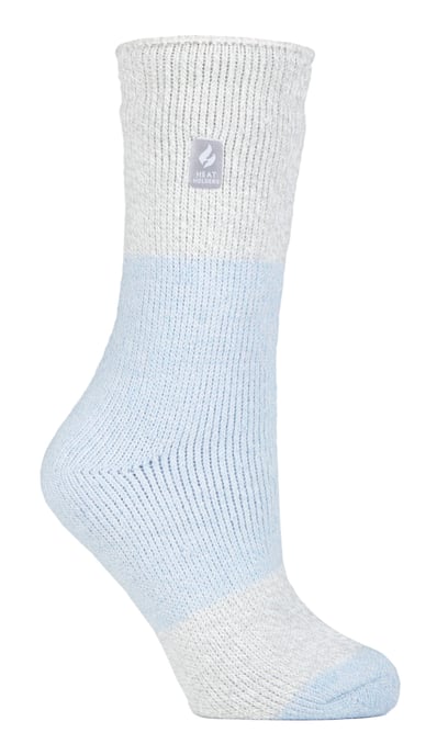 Wärmehalter - Damen Thermosocken für den Winter | Outdoor & Indoor Socken | Kuschelig & Flauschig | Geschenke für Frauen - Puderblau / Silber (Catania) - Image 1