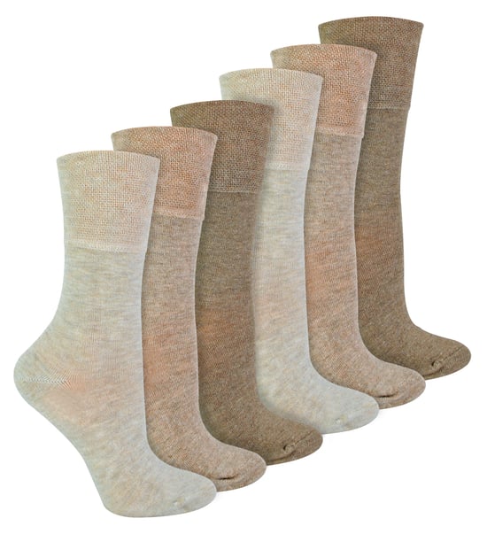 IOMI - 6 Pack Damen Diabetiker Bambus Socken | Extra breite nahtlose lockere nicht elastische Socken für Frauen - Beige - Image 1