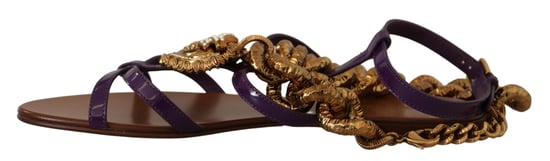 Dolce & Gabbana Damen Lila Leder Devotion Sandalen - Image 5