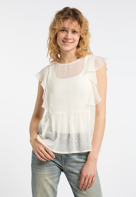 Dreimaster kurzarmbluse Damen Wollweiß - Image 3