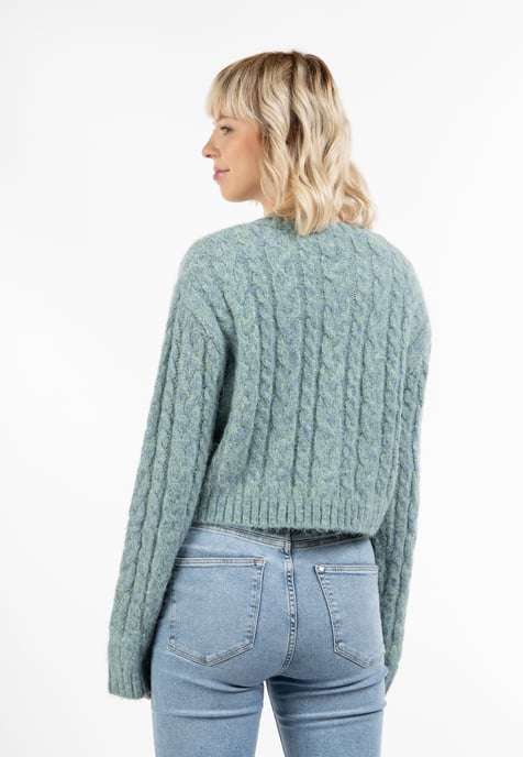 Mymo Strickjacke Damen Blau Mint Melange - Image 4