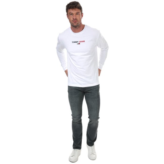 Men's Tommy Hilfiger Contrast Linear Logo Long Sleeve T-Shirt in White