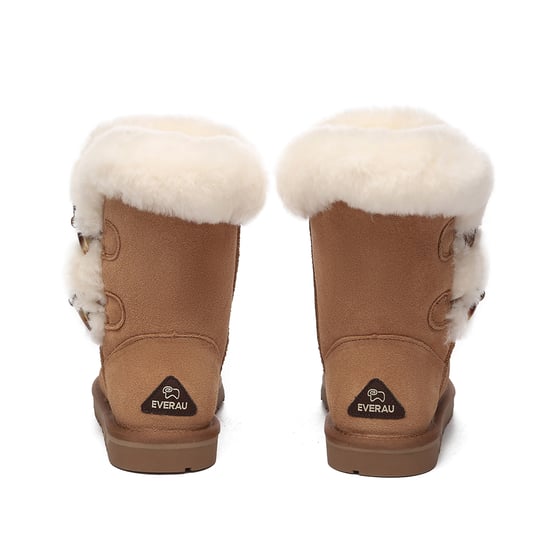 EVER AU Women Stork Horn Toggle button Short Boots