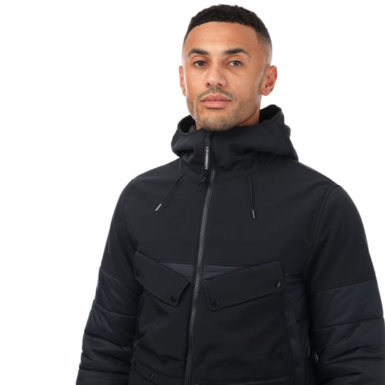 Men's C.P. Company Shell-R Mixed Google Jacket in Navy