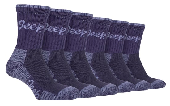 JEEP 6 Paar Multipack Damen Baumwolle atmungsaktive gepolsterte Wandersocken | Gepolsterte Anti-Blister-Crew-Trekkingsocken für Damen Lila / Lila - Image 1
