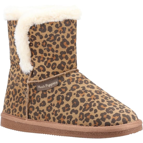 Hush Puppies Womens/Ladies Ashleigh Leopard Print Wildleder Slipper Stiefel (Braun) - Image 1