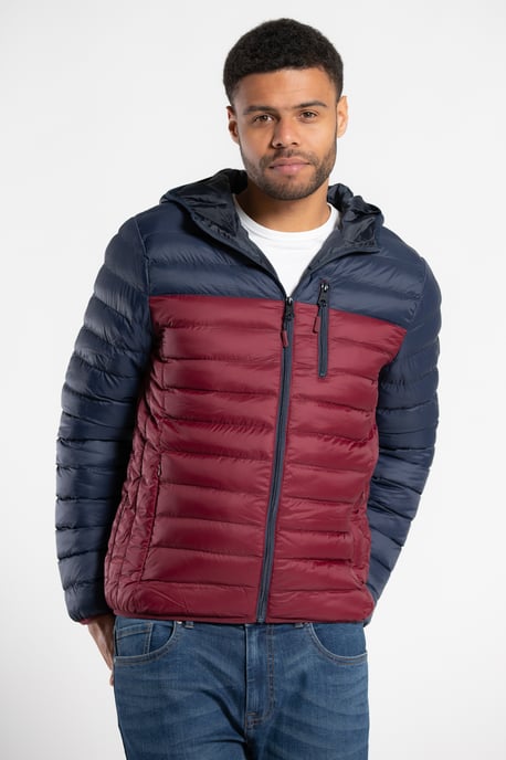 Colour Block Hooded Padded Jacket