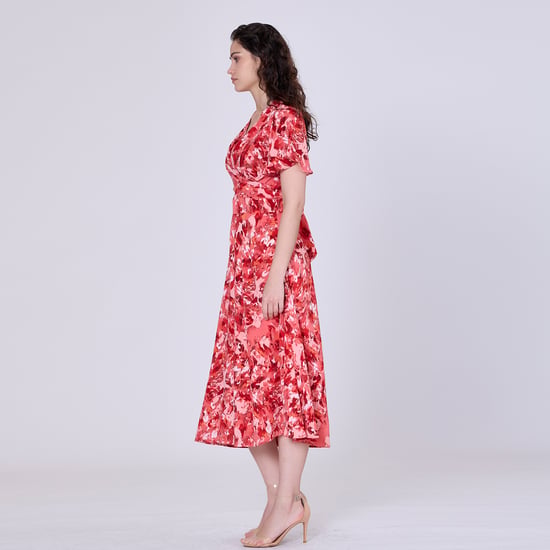Wrap midi abstract print midi dress