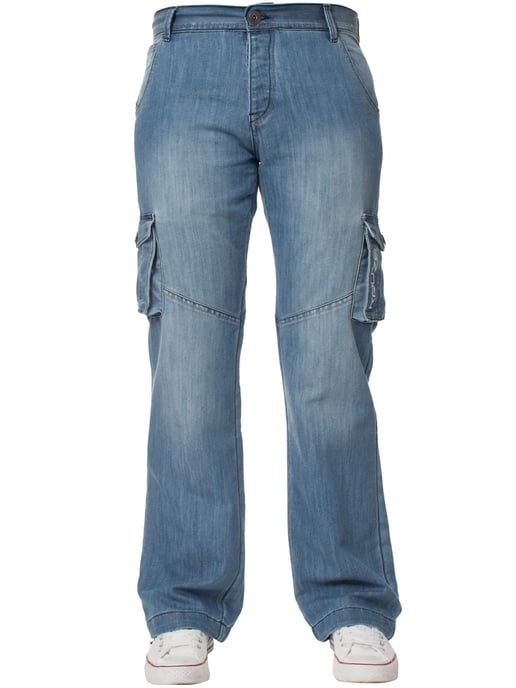 Kruze | Mens Cargo Combat Jeans - Hellblau - Image 2