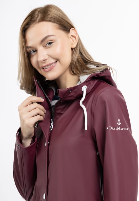 Dreimaster Regenjacke Damen Weinrot - Image 3