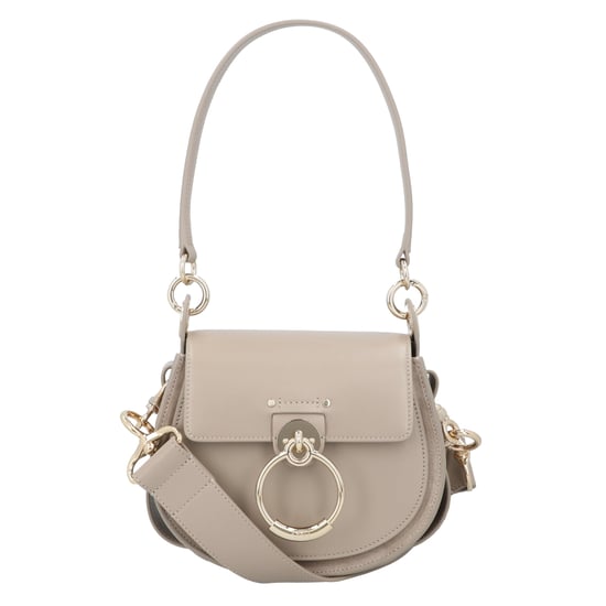 Chloé Kleine Tess Tasche aus glänzendem Leder und Wildleder in Grau - Image 1