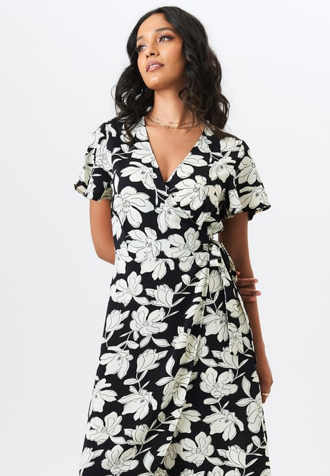 Blumenmuster Wickel-Midi-Kleid - Image 2