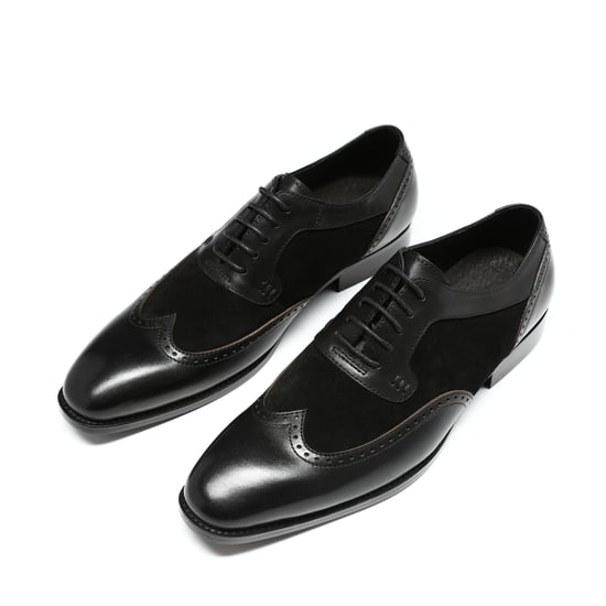 Herrenschuh mit klassischer Ziernaht Businessschuh Glattleder Halbschuh Schwarz - Image 3