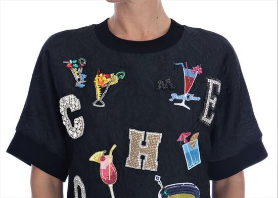 Dolce & Gabbana Damen schwarzer Brokat-Cocktail-Kristallpullover - Image 4