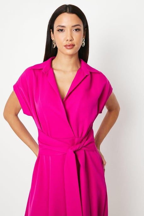 Front Tie Shirt Midi Dress - Image 2