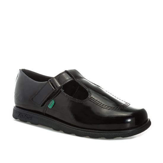 Girl's Kickers Junior Fragma T-Bar Patent Shoes in Black