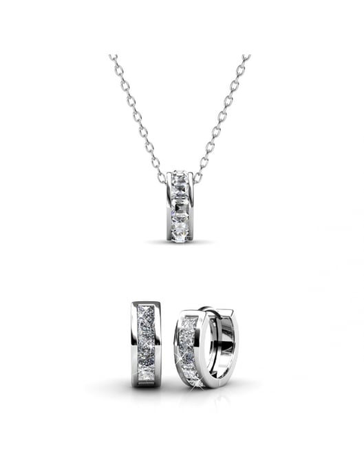 Quadratischer Reifensatz und Box - Silber und Kristall - Image 1