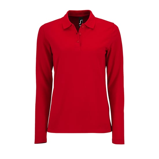 SOLS Womens/Ladies Perfect Langarm-Pique-Poloshirt (Rot) - Image 1