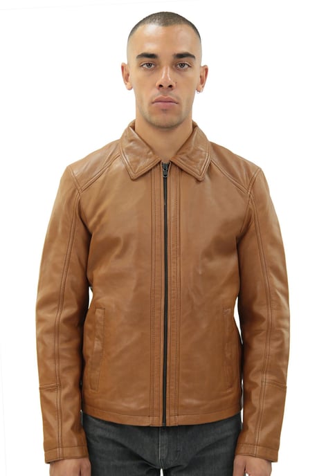 Mens Smart Classic Harrington Leather Jacket-New York