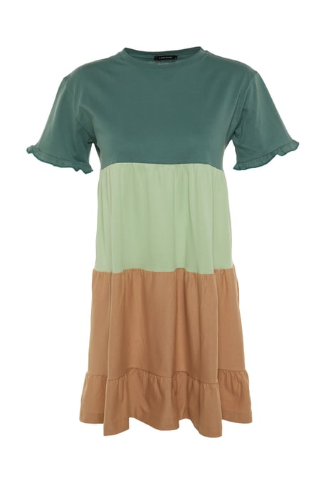 Trendyol Damen Kurzarm Rundhals Shift Mini Kleid - Image 6