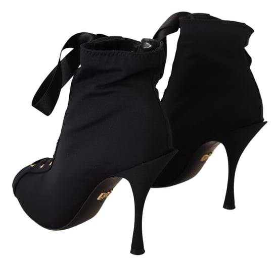 Dolce & Gabbana Damen Schwarz Stretch Kurzstiefel Schuhe - Image 6