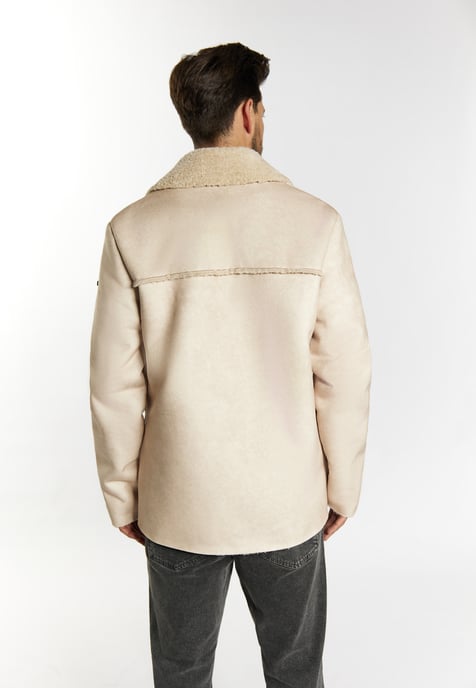 Dreimaster Übergangsjacke aus Fellimitat Herren Cremebeige - Image 4