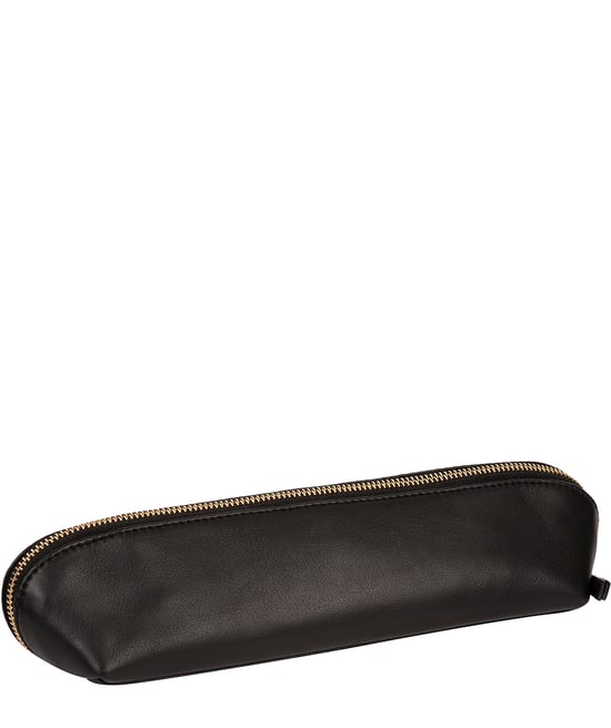 'Reeves' Black Leather Make-Up Brush Bag
