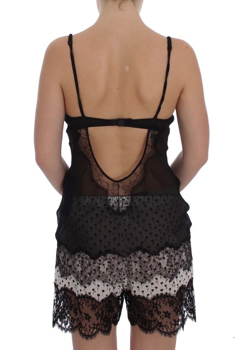 Dolce & Gabbana Top de lingerie en dentelle florale de soie noire pour femme - Image 3