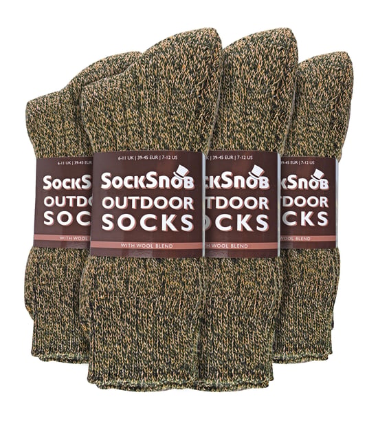Socke Snob - 12 Paar Herren Wolle Boot Socken für Wandern - Braun - Image 2